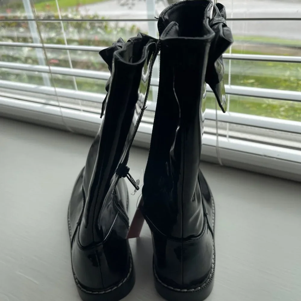 New Gymboree Girls Black Patent Boots Size Youth 13